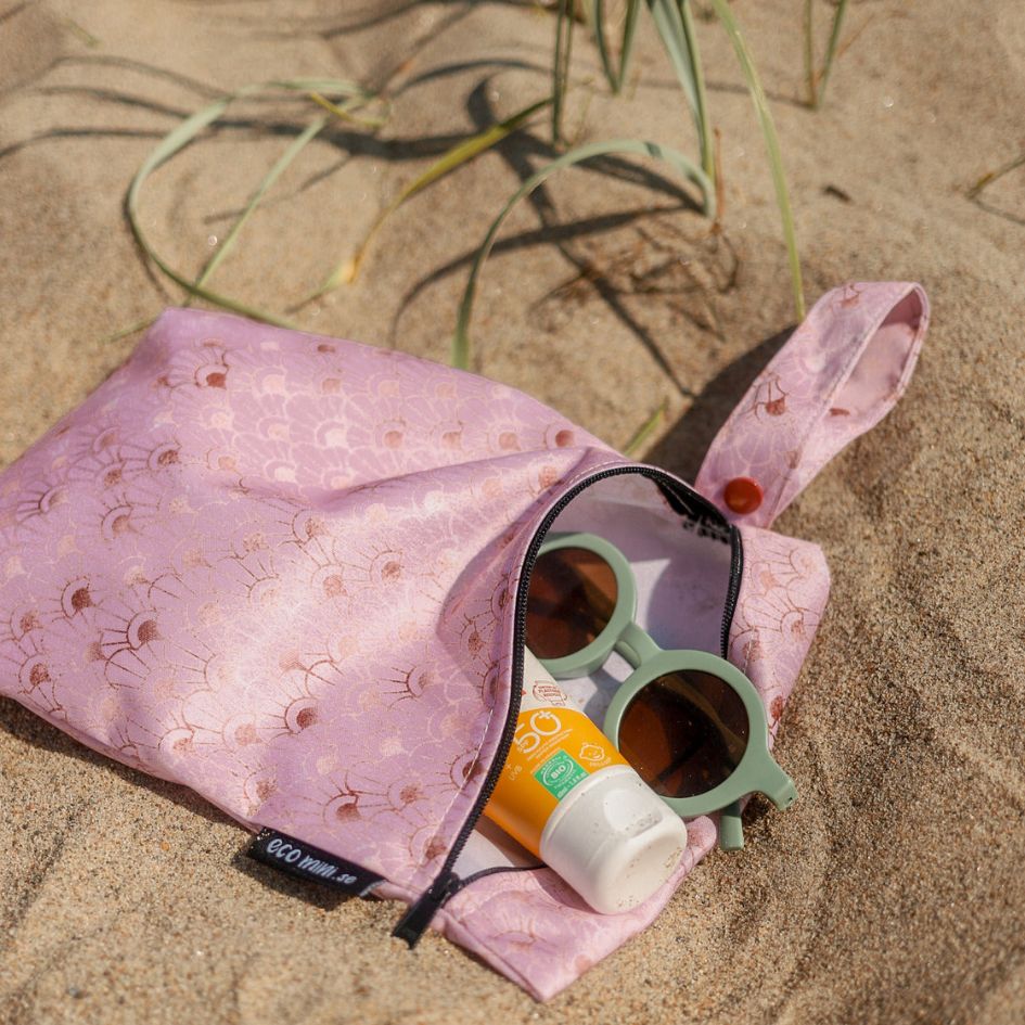 Eco Mini wet bag/ PUL påse - on beach - mermaid print