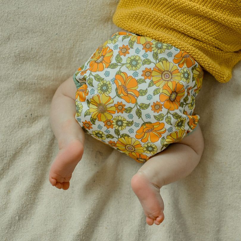 Eco Mini cloth diaper/ tygblöjor - retro flower print