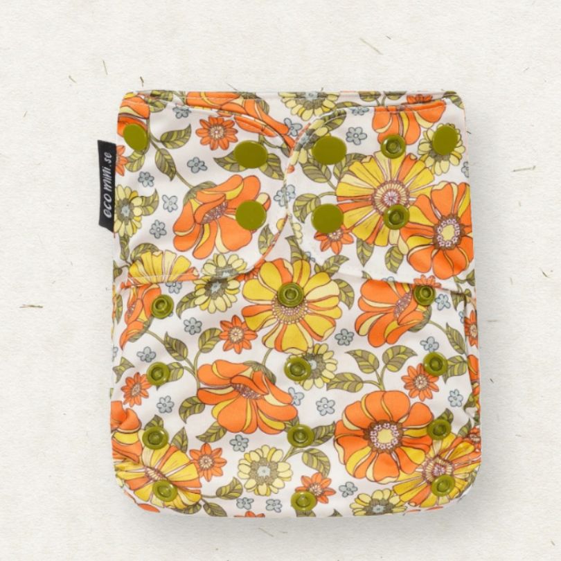 Eco Mini cloth diaper/ tygblöjor - floral print - front view