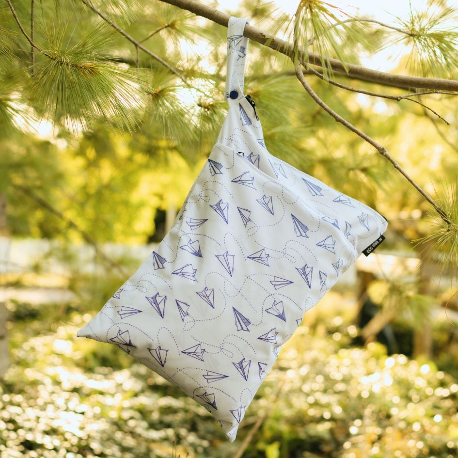 Eco Mini medium wet bag- paper planes print