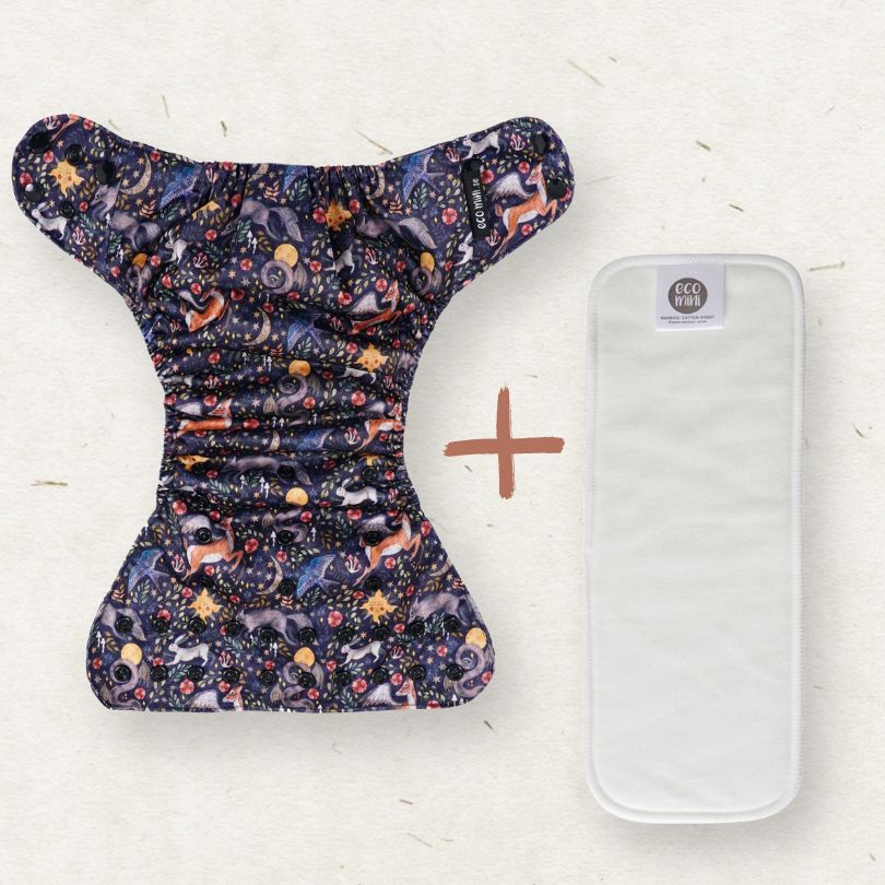 Eco mini cloth diaper/ tygblöjor - magic forest print