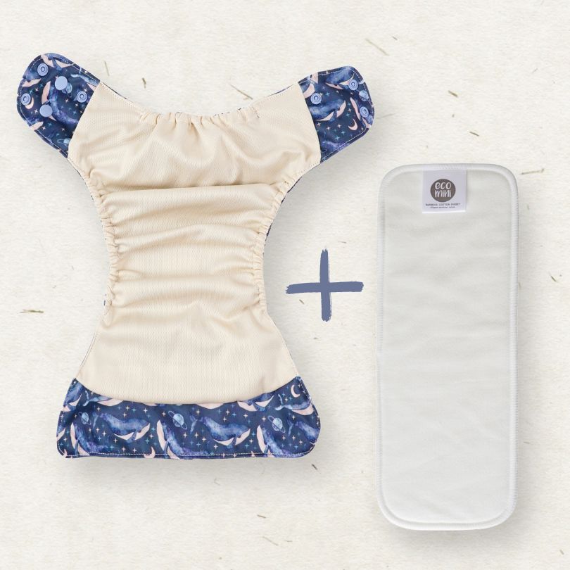Eco Mini reusable cloth diaper and insert on a white background