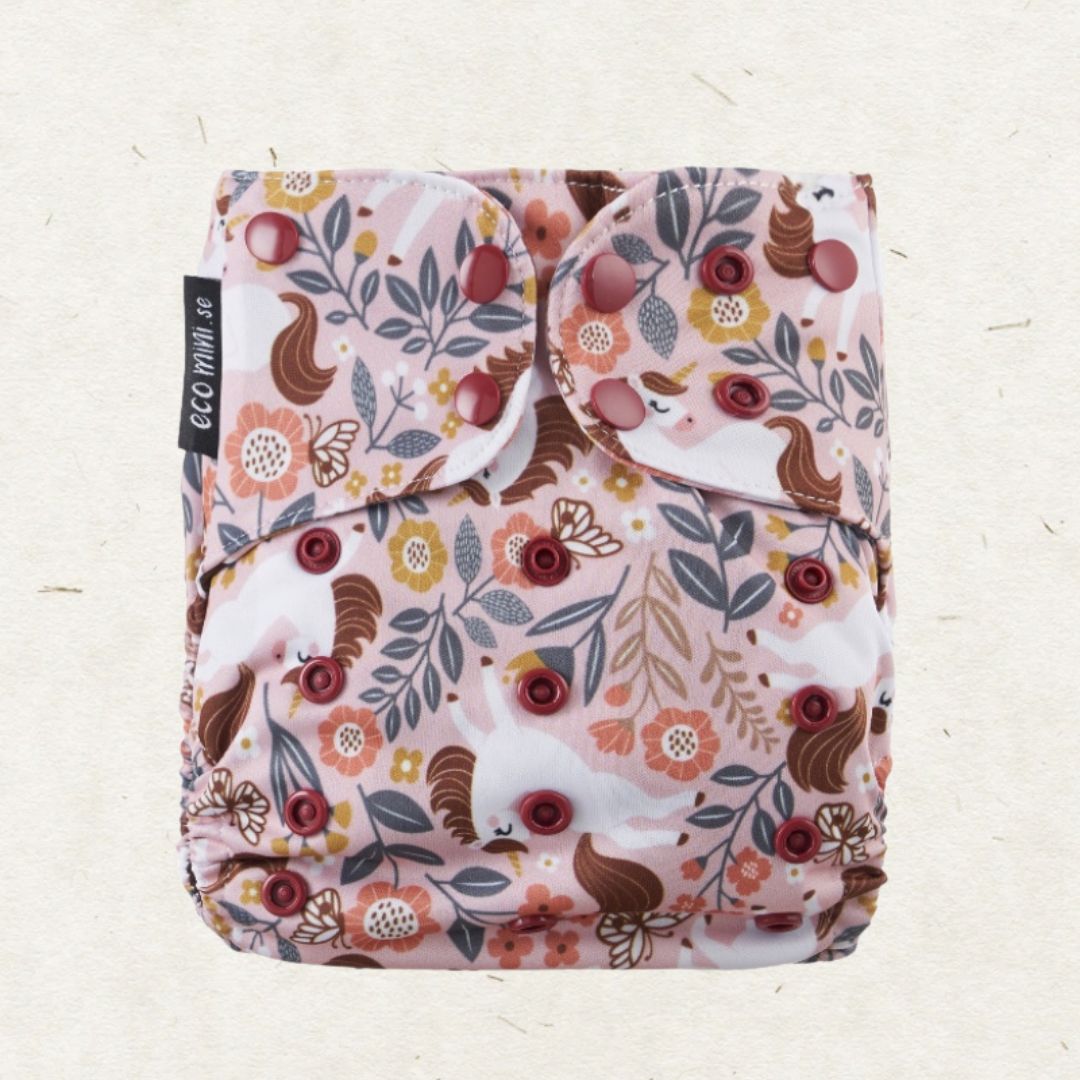 Eco Mini OneSize Cloth diaper tygblöjor - unicorn print
