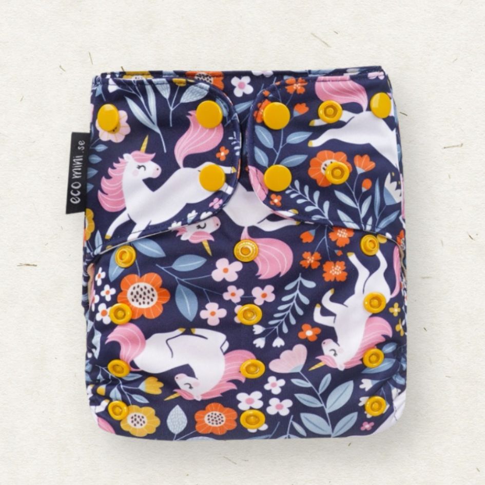 Eco Mini cloth diaper with unicorn print