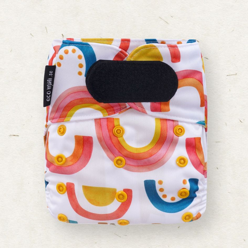 Eco Mini Tygblöjor/ velcro pocket diaper - Rainbow print