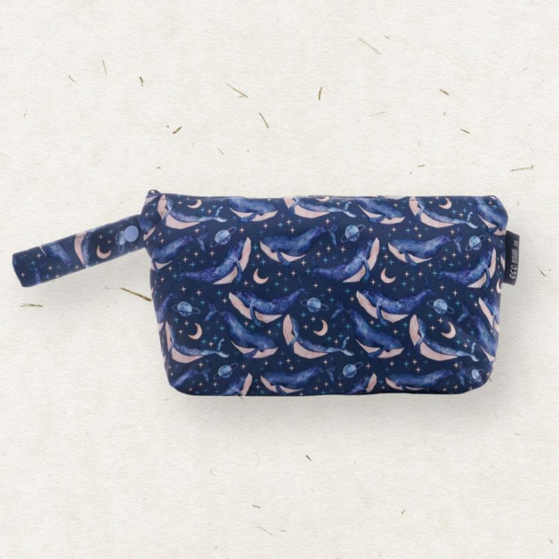 Eco Mini luxe wet bag moon whales print