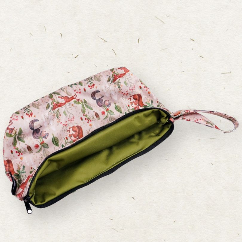 Eco Mini luxe wet bag squirrels print