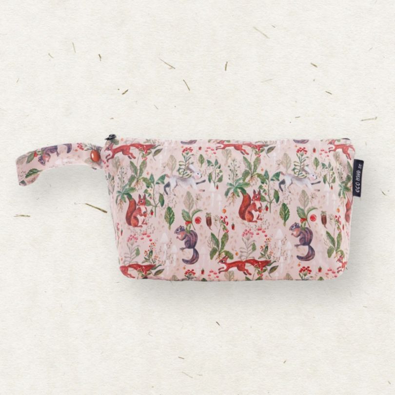 Eco Mini luxe wet bag squirrels print