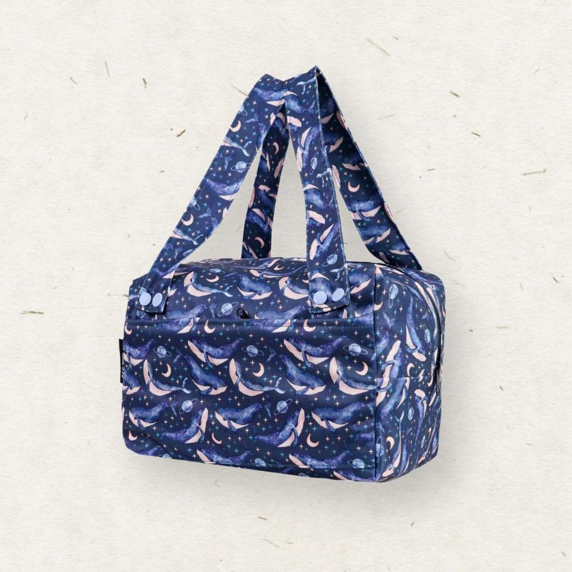 Eco Mini Cloth Diaper POD - whales print on a light gray background