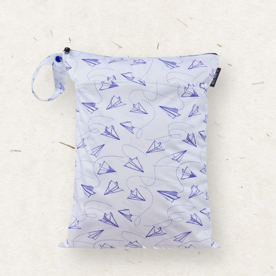 Eco Mini medium wet bag- paper planes print