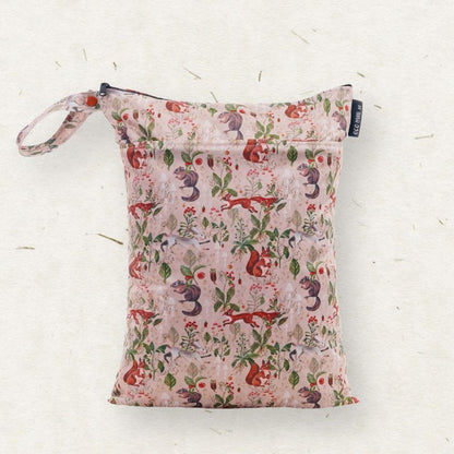 Eco Mini wet bag with squirrel print on light background