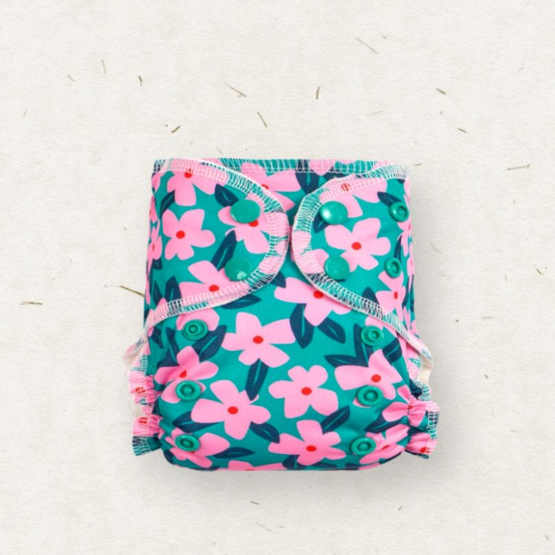 Eco Mini - newborn AIO cloth diaper/ tygblöjor - flower print