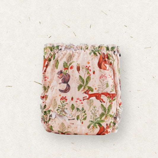 Eco Mini Newborn AIO Cloth Diaper Tygblöjor - forest animals print
