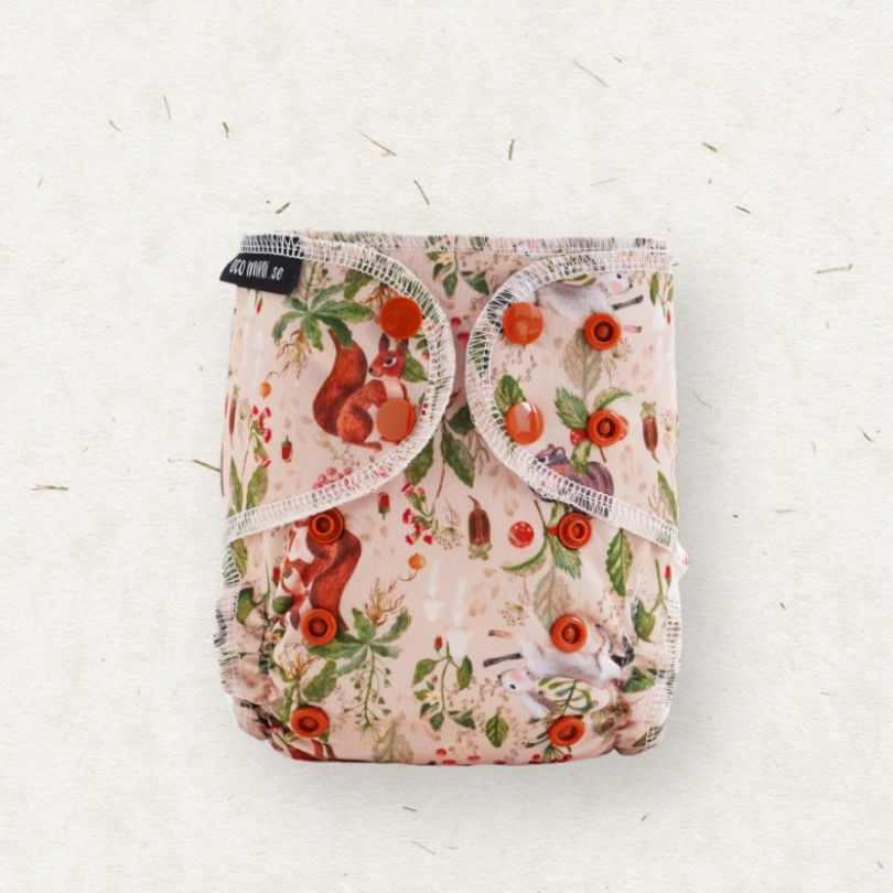 Eco Mini Newborn AIO Cloth Diaper Tygblöjor - forest animals print