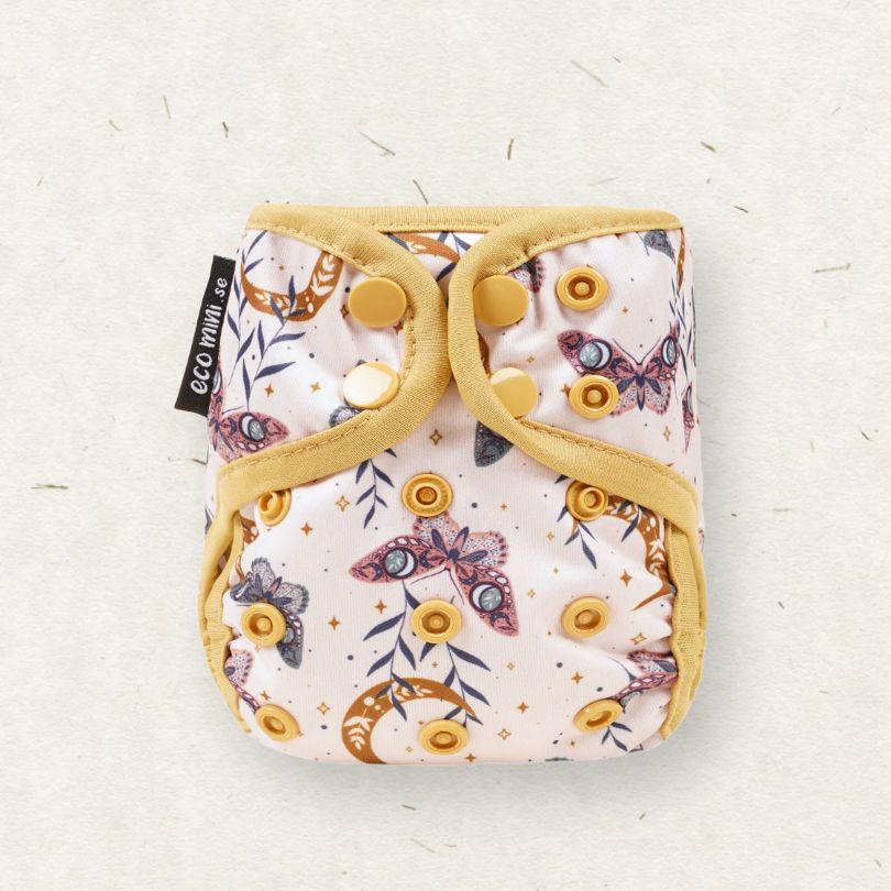 Eco Mini Newborn Cloth Diaper Cover - butterfly print
