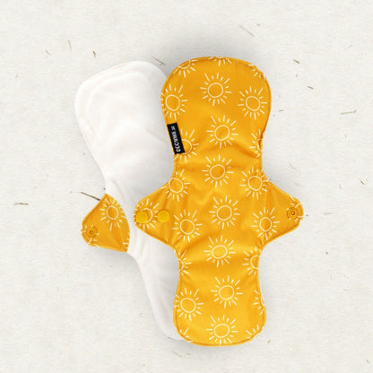 Eco mini brand cloth pad with sun print on textured background