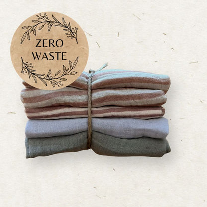 Stack of Eco Mini cloth wipes with a 'Zero Waste' sticker on a light background