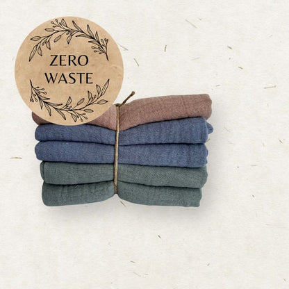 Stack of Eco Mini cloth wipes with a 'Zero Waste' sticker on a light background