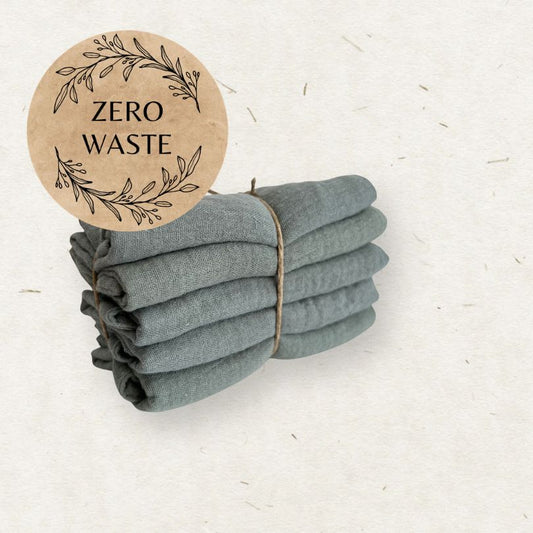 Stack of Eco Mini cloth wipes with a 'Zero Waste' sticker on a light background