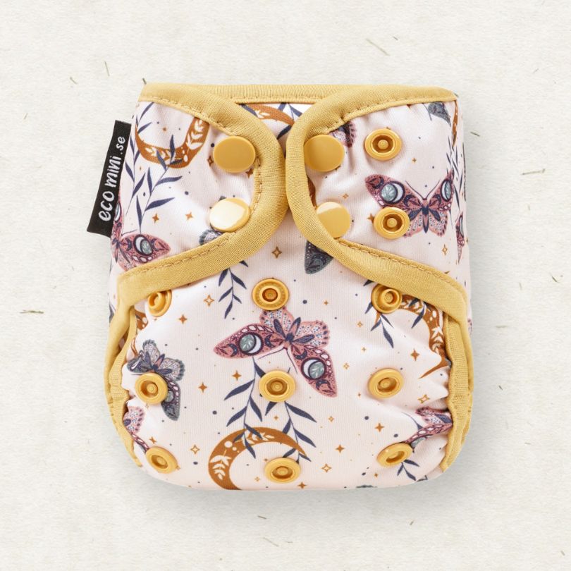 Eco Mini Newborn Cloth Diaper Cover - butterfly print