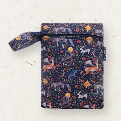 Eco Mini small wet bag with animal print on light background