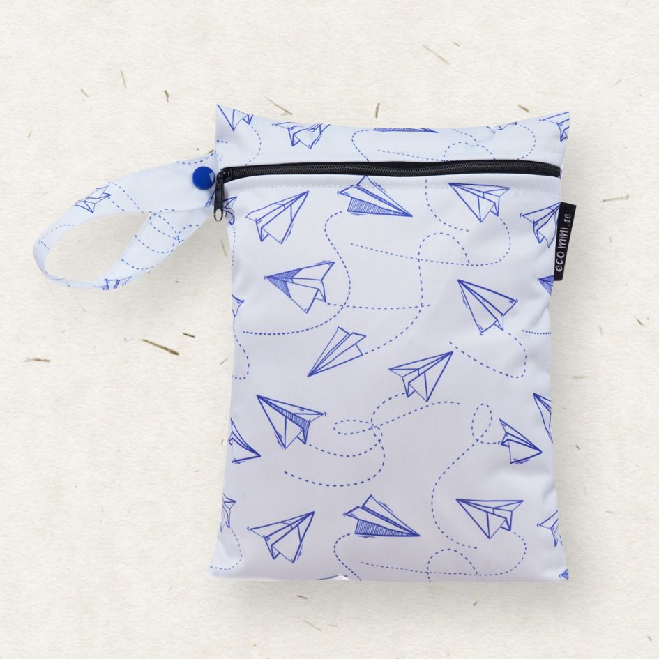 Eco Mini Small Wet Bag/ PUL Påse - Paper Planes print