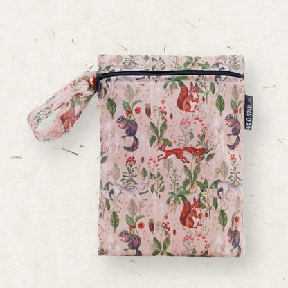 Eco Mini small wet bag with animal print on a light background