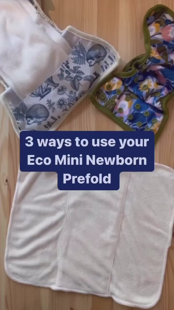 Demonstration on how to use the Eco Mini newborn prefold cloth diaper