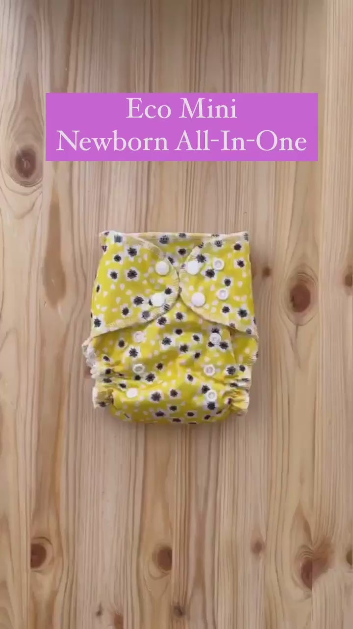 Eco mini newborn AIO cloth diaper demo video