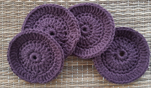 Set of 4 burgundy crocheted face scrubbiest