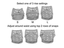 Ladda upp bild till gallerivisning, Picture showing the different size settings on a Pocket diaper.
