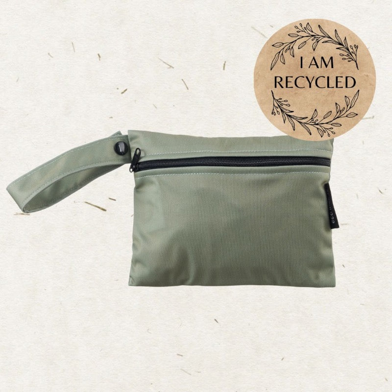 Eco Mini cloth diaper wet bag/ PUL påse - moss green