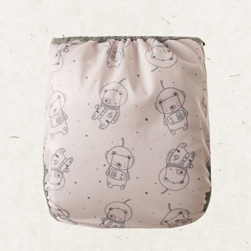 Eco Mini Cloth Diaper over/ PUL skal - Space Teddy