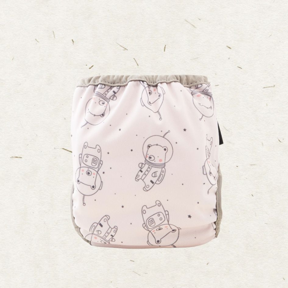 Eco Mini newborn cloth diaper cover - Space Teddy