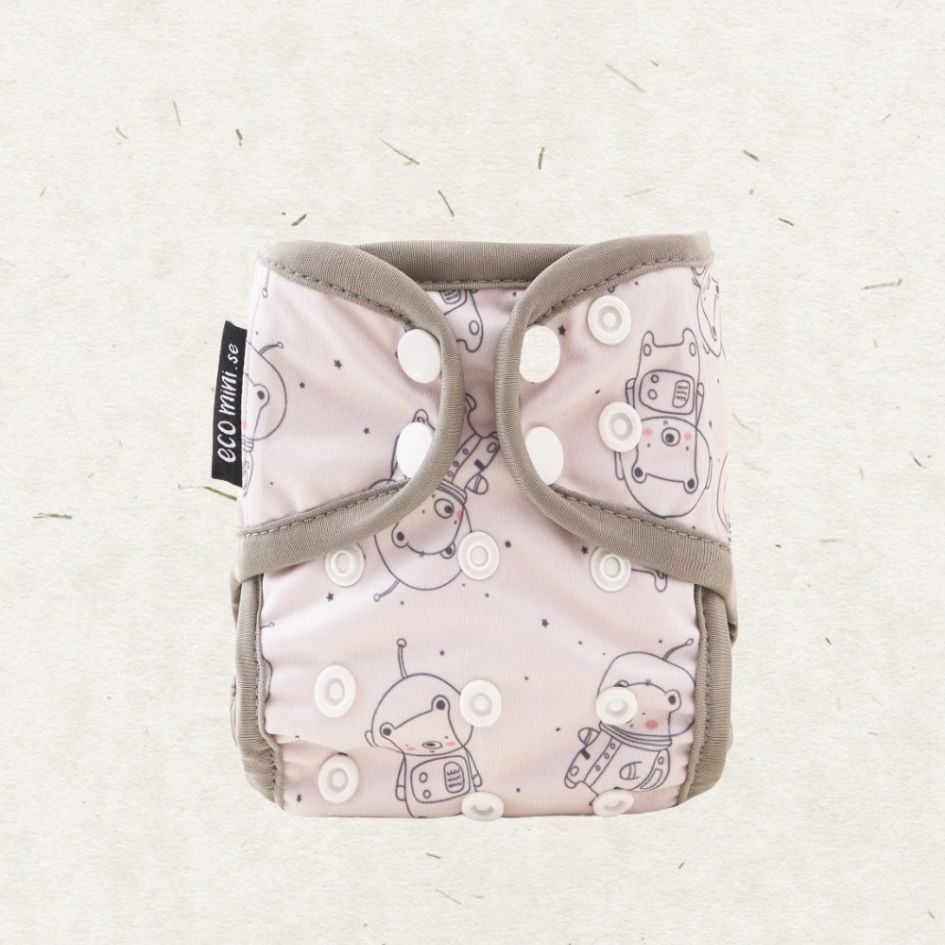 Eco Mini newborn cloth diaper cover - Space Teddy